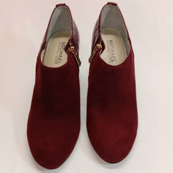 Michael Kors Merlot Sammy Bootie Size 7M Suede Leather High Heel Side Zip NEW - Picture 2 of 15